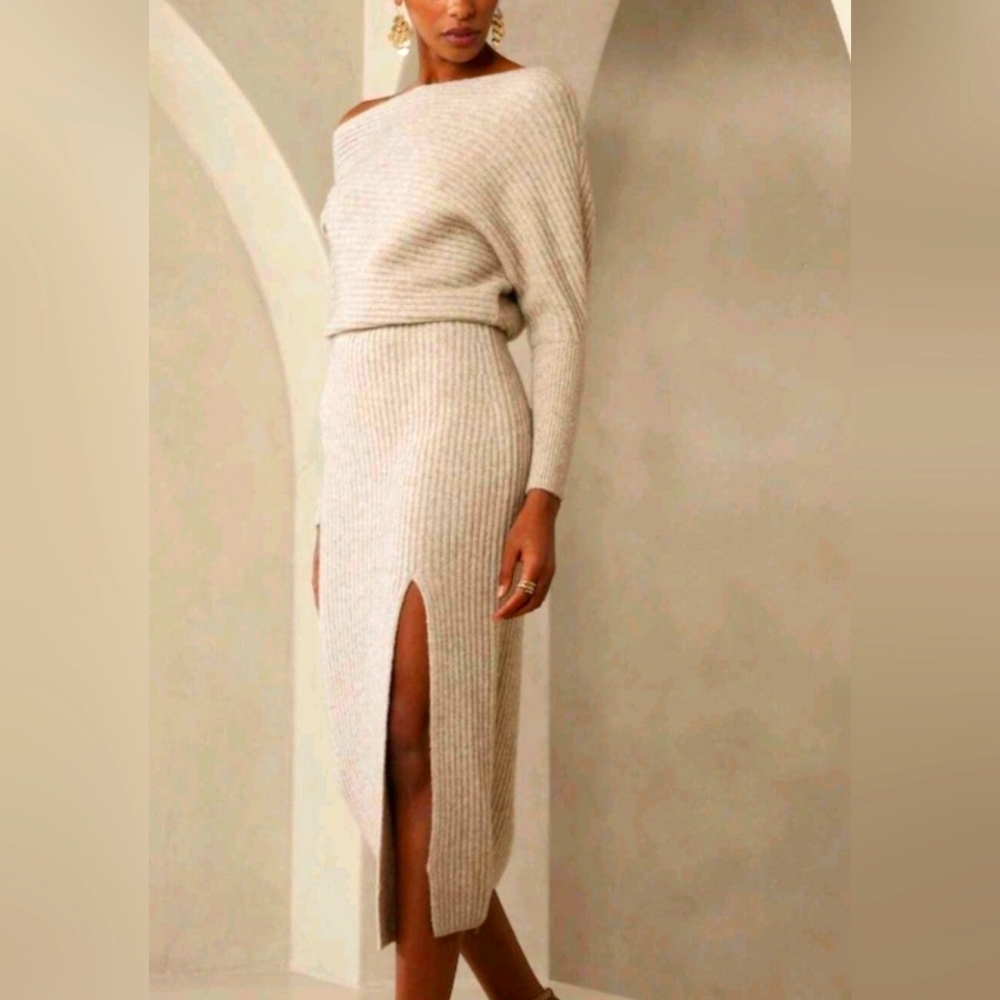 NWOT New Banana Republic Coletta Off Shoulder Sweater Dress XXL 2XL Wool Blend